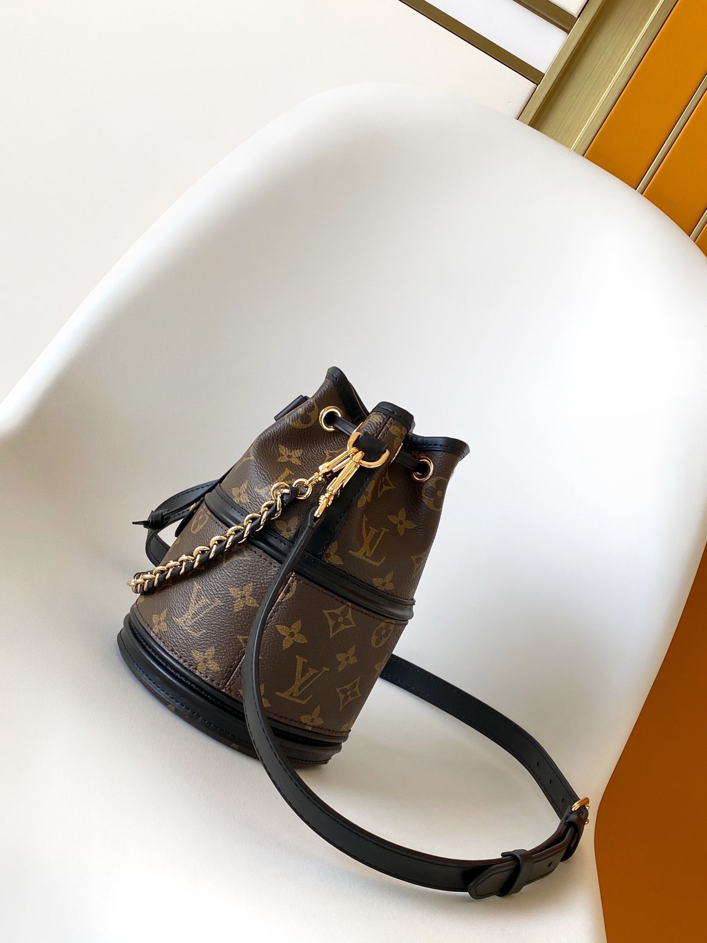 Louis Vuitton Monogram Canvas Duffle Bag with Black Leather Trim