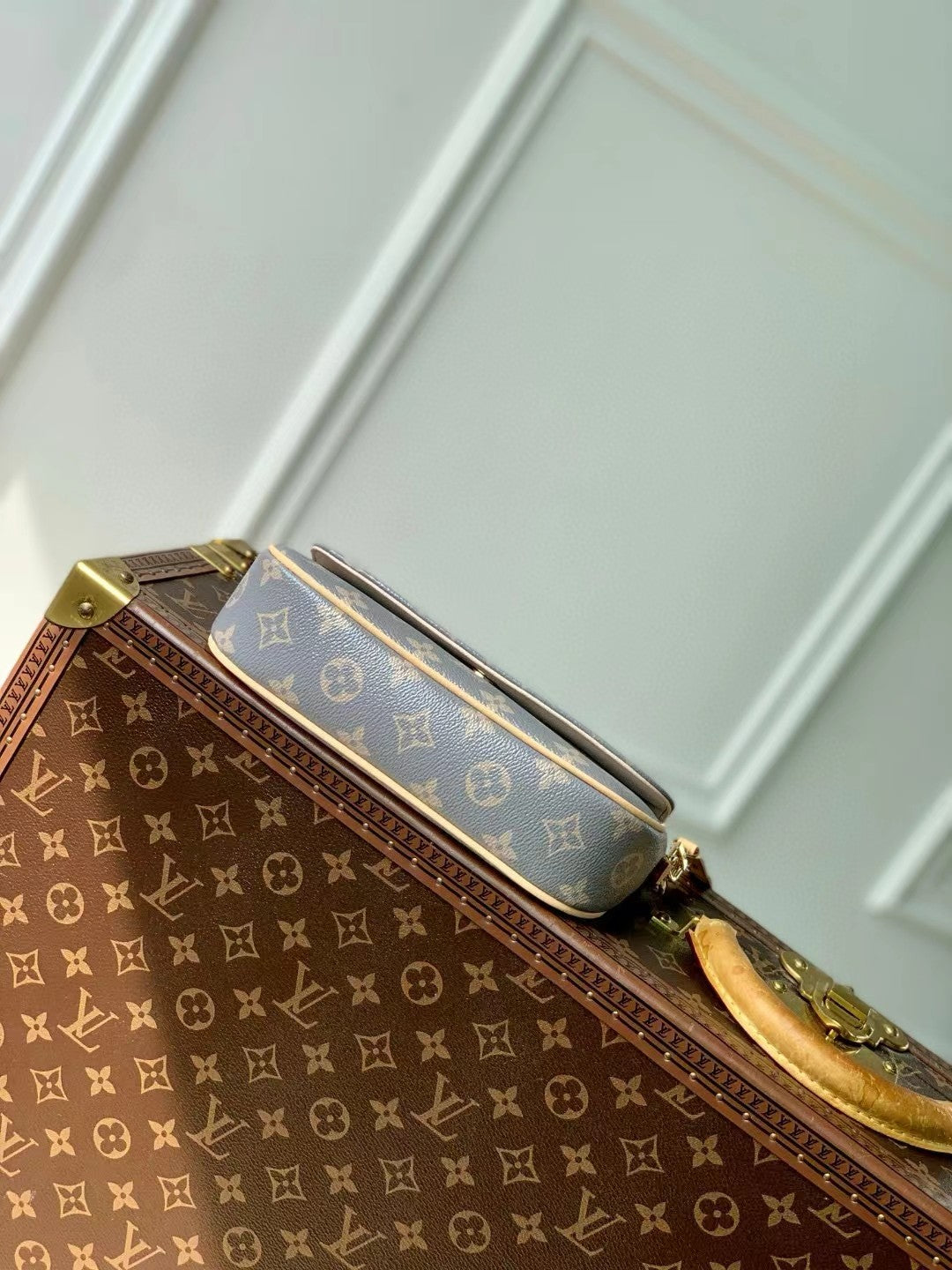 Louis Vuitton Monogram Denim Blue Shoulder Bag with Gold Chain Strap