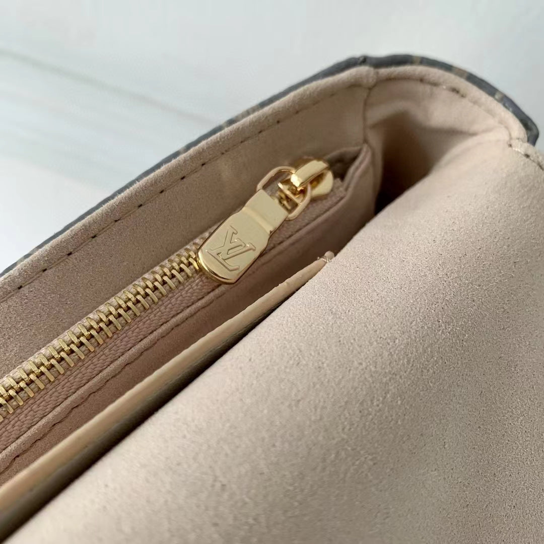 Louis Vuitton Monogram Denim Blue Shoulder Bag with Gold Chain Strap