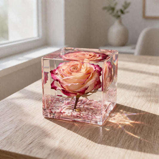 Personalized Resin Rose Gift, Custom Engraved Night Light, Eternal Forever Rose Decor, Romantic Anniversary Gift for Her