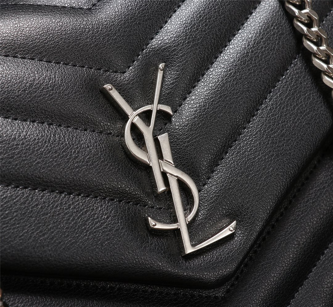 Saint Laurent Loulou Medium Chain Bag in Black Quilted Leather