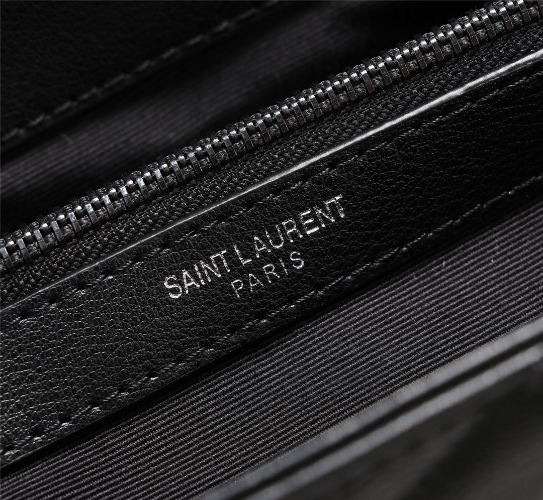Saint Laurent Loulou Medium Chain Bag in Black Quilted Leather with Black Hardware
