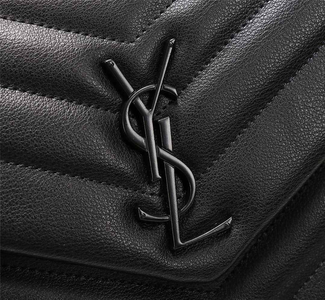 Saint Laurent Loulou Medium Chain Bag in Black Quilted Leather with Black Hardware