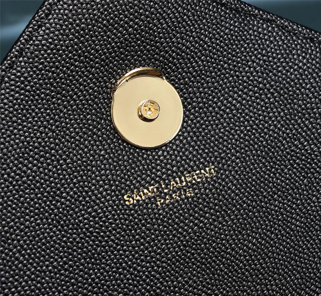 Saint Laurent Large Envelope Bag in Mix Matelassé Grain de Poudre Embossed Leather - Black