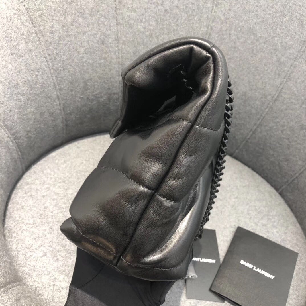 Saint Laurent Loulou Puffer Small in Quilted Lambskin with Matte Black Hardware
