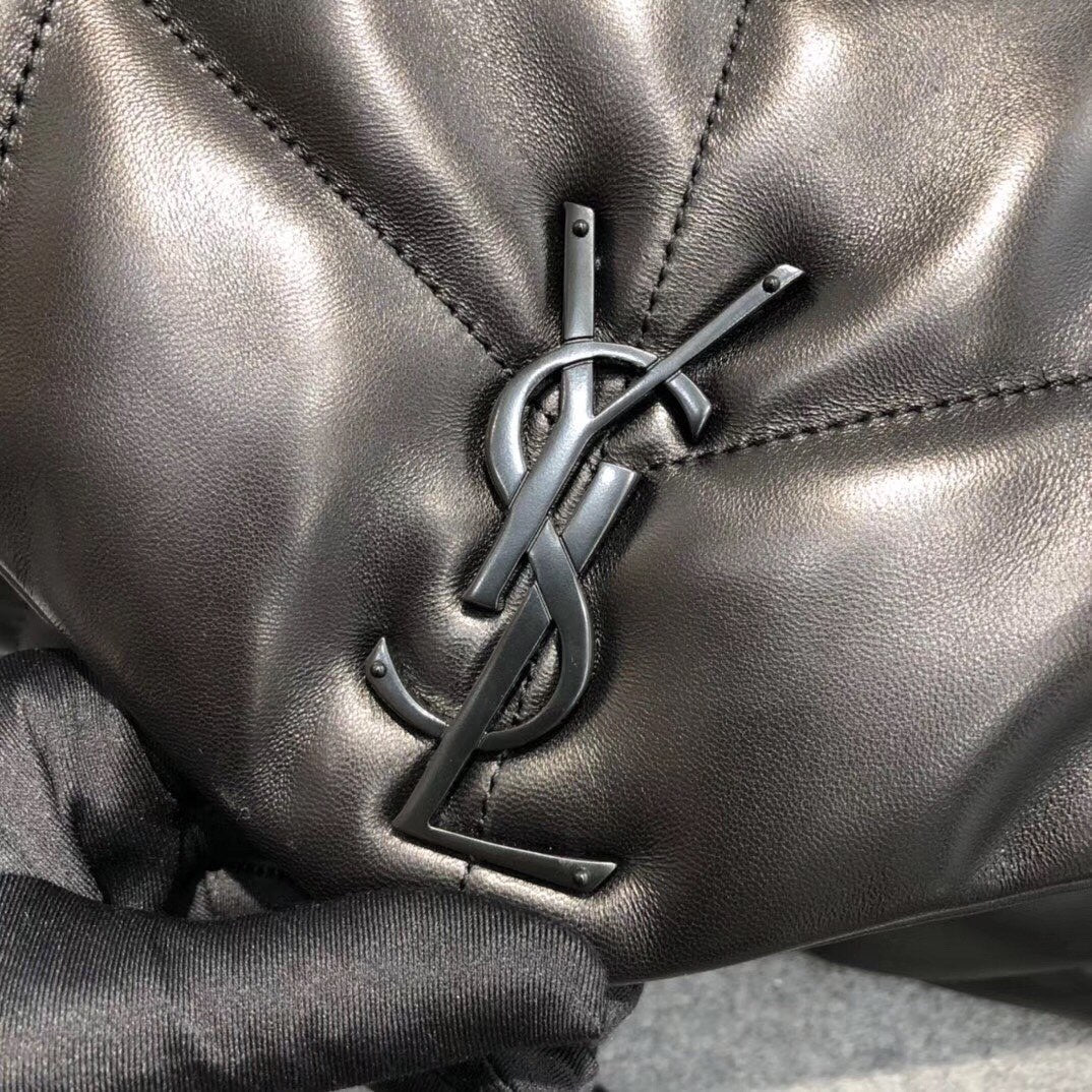 Saint Laurent LouLou Puffer Medium Bag in Quilted Lambskin - Black/Black - 35cm