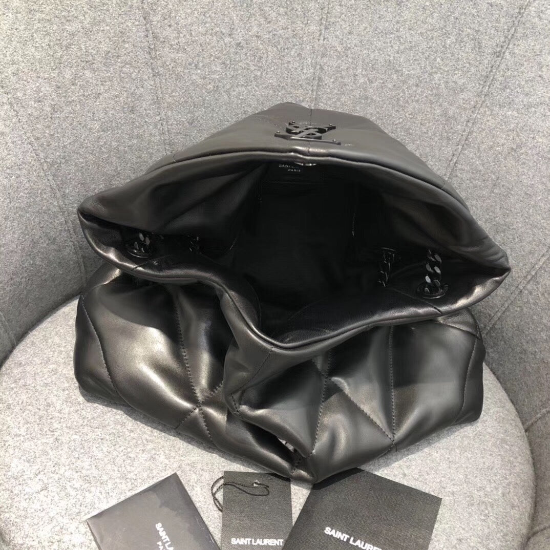 Saint Laurent LouLou Puffer Medium Bag in Quilted Lambskin - Black/Black - 35cm