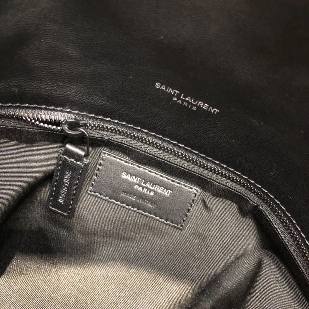 Saint Laurent LouLou Puffer Medium Bag in Quilted Lambskin - Black/Black - 35cm