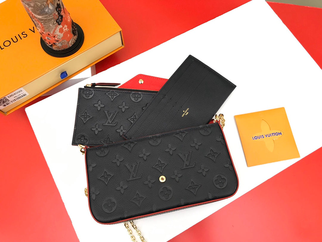 Louis Vuitton Félicie Pochette Monogram Empreinte Leather Navy Blue
