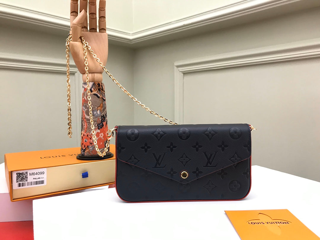 Louis Vuitton Félicie Pochette Monogram Empreinte Leather Navy Blue