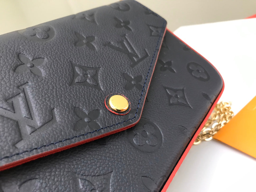 Louis Vuitton Félicie Pochette Monogram Empreinte Leather Navy Blue