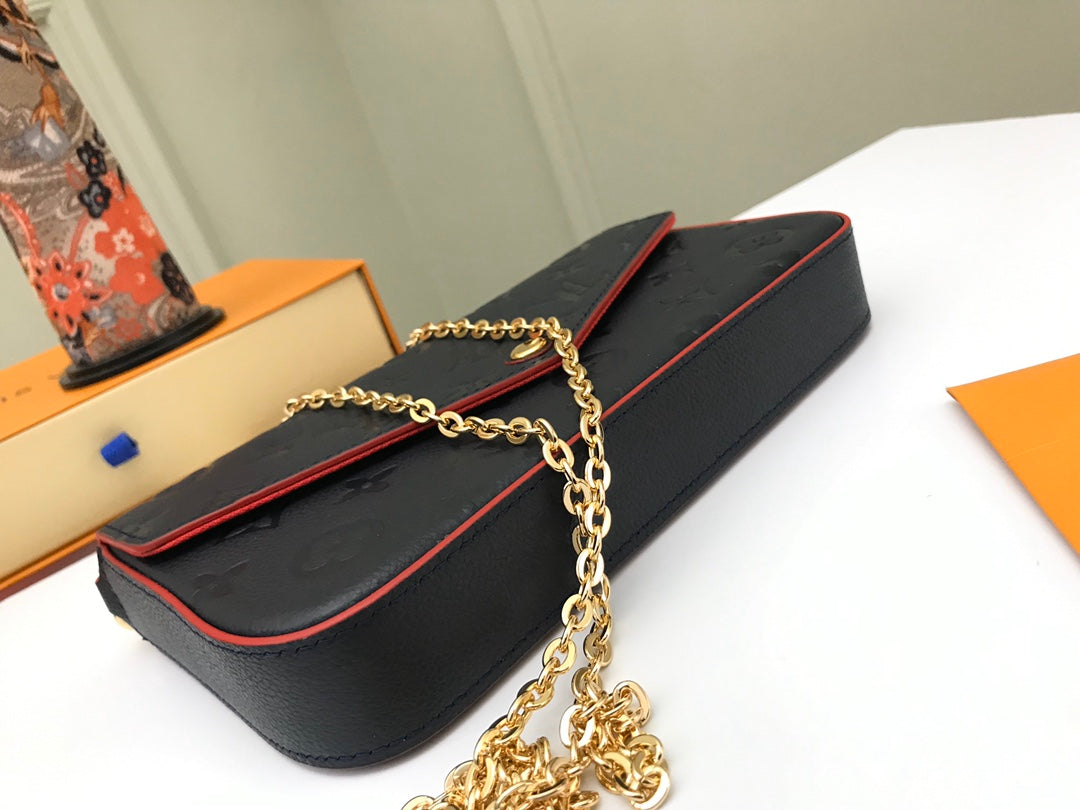 Louis Vuitton Félicie Pochette Monogram Empreinte Leather Navy Blue