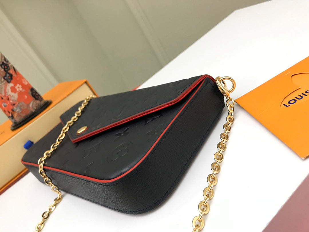Louis Vuitton Félicie Pochette Monogram Empreinte Leather Navy Blue