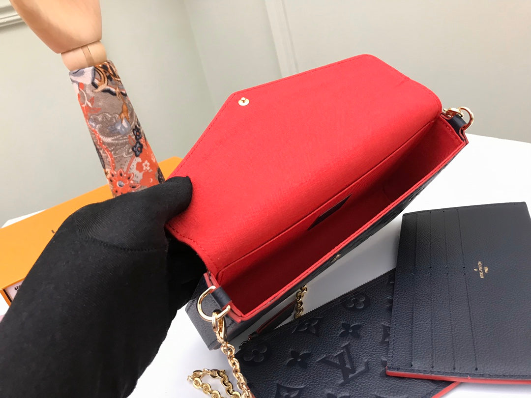 Louis Vuitton Félicie Pochette Monogram Empreinte Leather Navy Blue