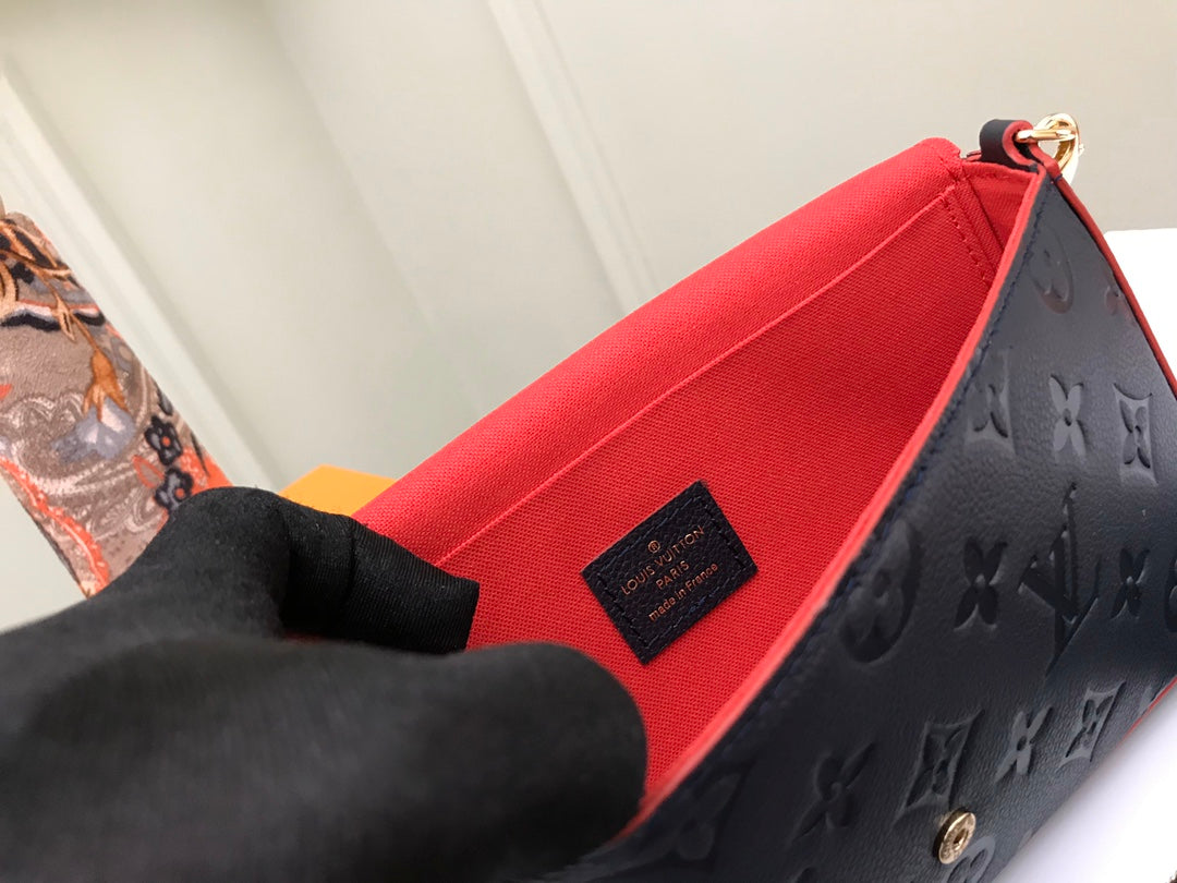 Louis Vuitton Félicie Pochette Monogram Empreinte Leather Navy Blue