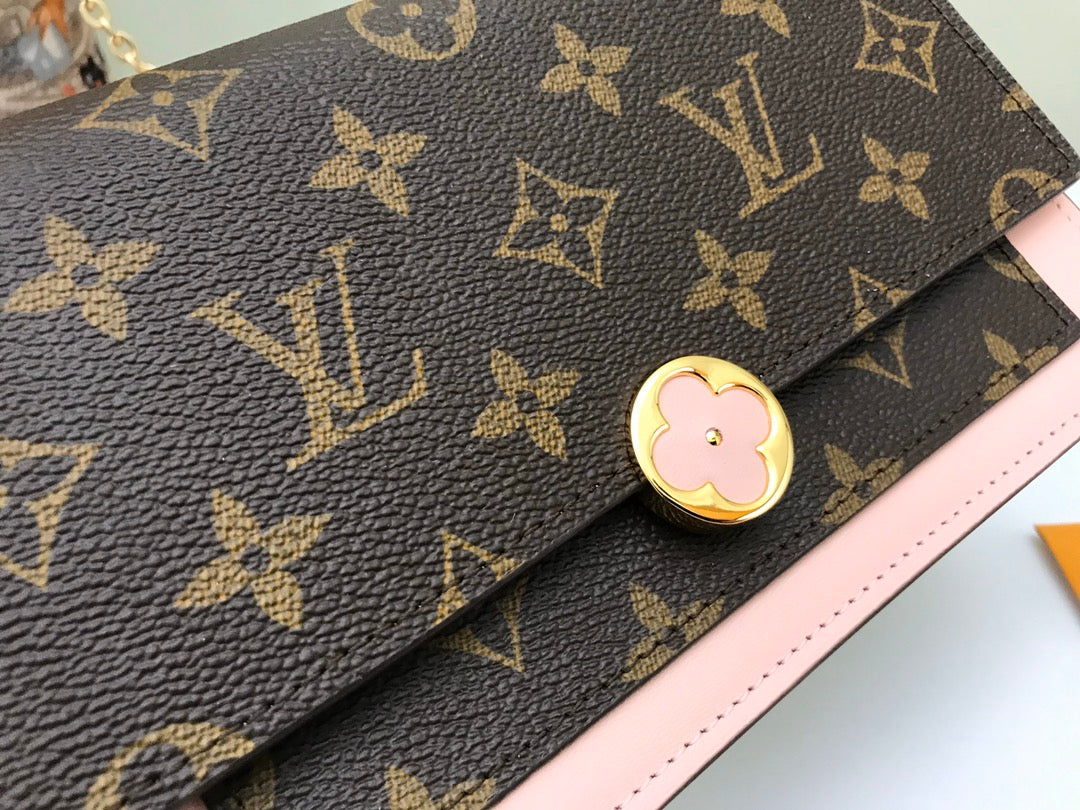 Louis Vuitton Pallas Wallet on Chain Monogram Canvas &amp; Rose Ballerine Pink