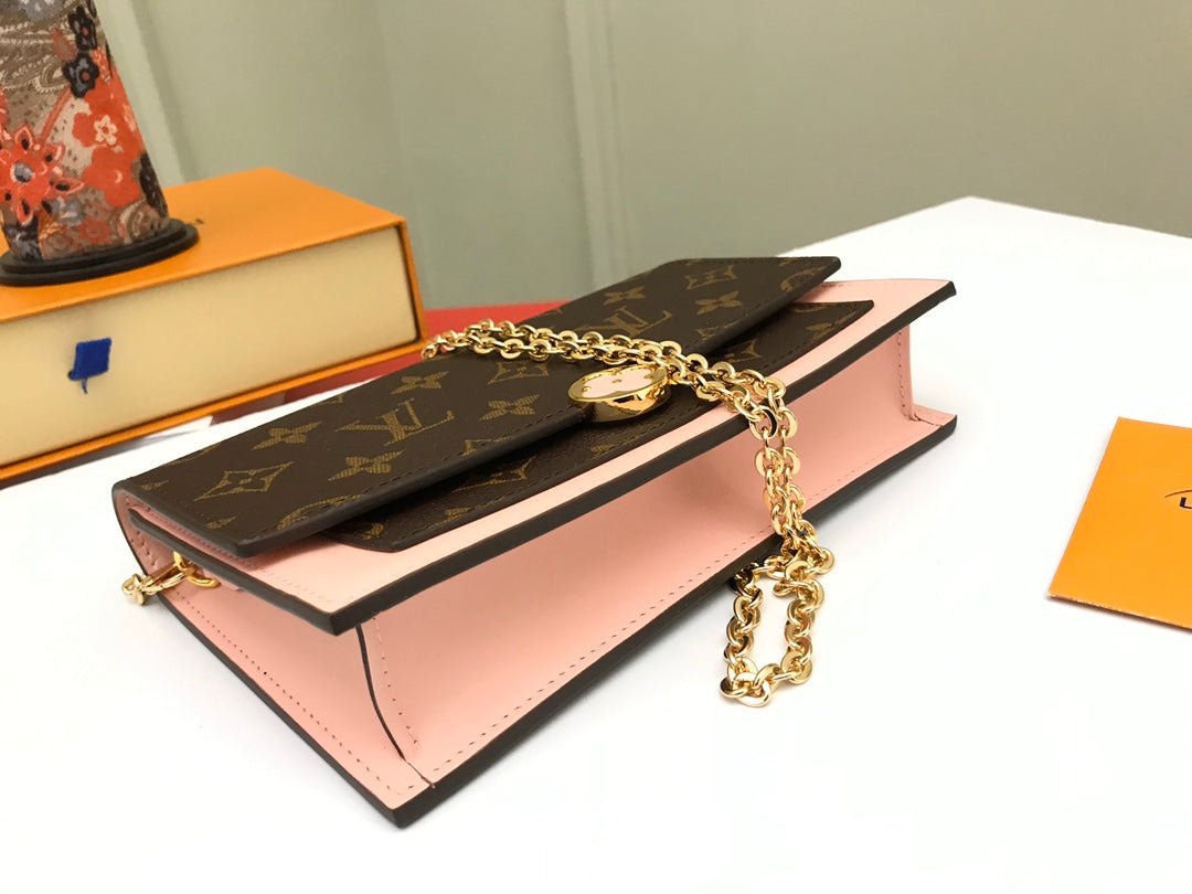 Louis Vuitton Pallas Wallet on Chain Monogram Canvas & Rose Ballerine Pink
