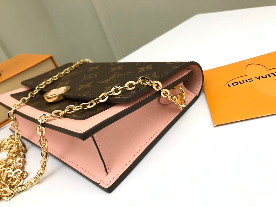Louis Vuitton Pallas Wallet on Chain Monogram Canvas & Rose Ballerine Pink