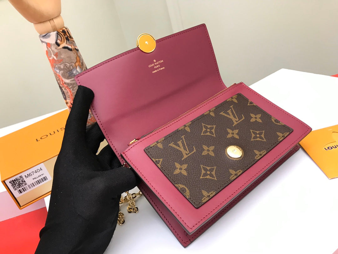Louis Vuitton Pallas Clutch Monogram Canvas and Pivoine Pink Leather