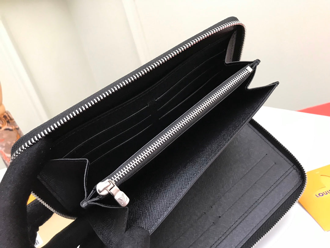 Louis Vuitton Classic Grey Checkerboard Zip-Around Long Clutch Wallet