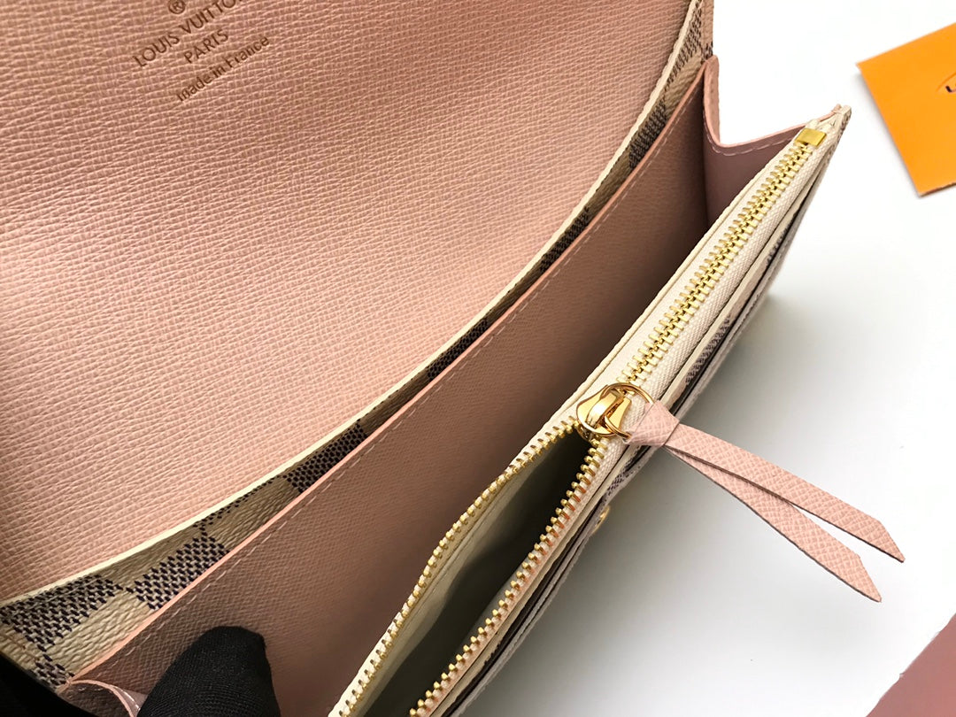 Louis Vuitton Sarah Wallet Damier Azur Canvas Rose Ballerine