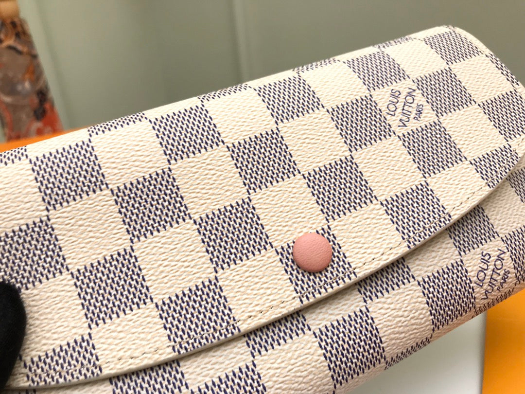 Louis Vuitton Sarah Wallet Damier Azur Canvas Rose Ballerine