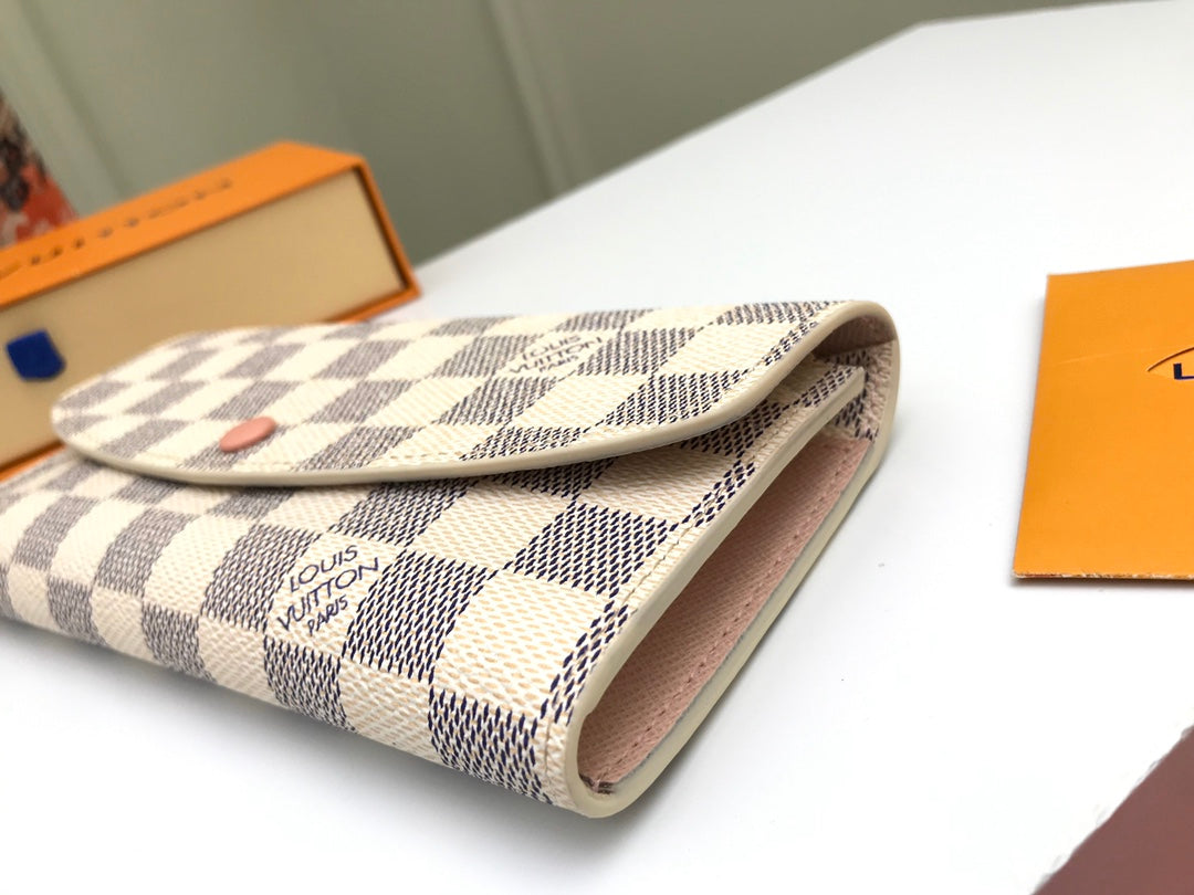 Louis Vuitton Sarah Wallet Damier Azur Canvas Rose Ballerine