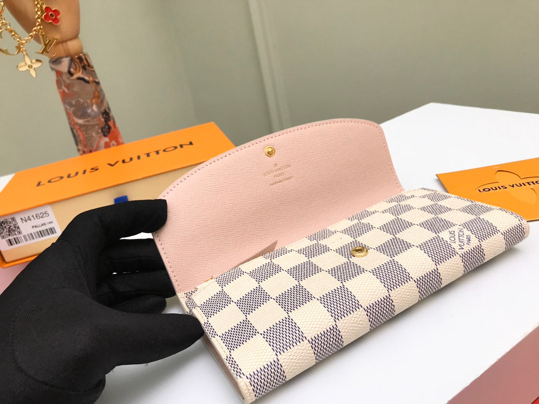 Louis Vuitton Sarah Wallet Damier Azur Canvas Rose Ballerine