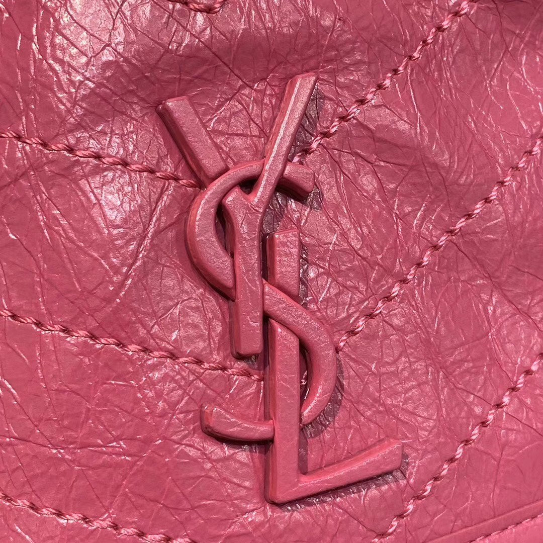 Saint Laurent Niki Baby Chain Bag in Fuchsia Vintage Crinkled Leather