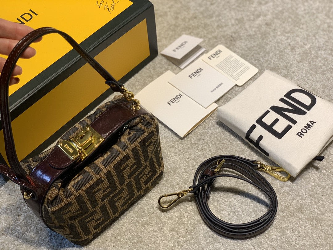 Fendi FF Monogram Canvas Mini Shoulder Bag with Box and Dust Bag