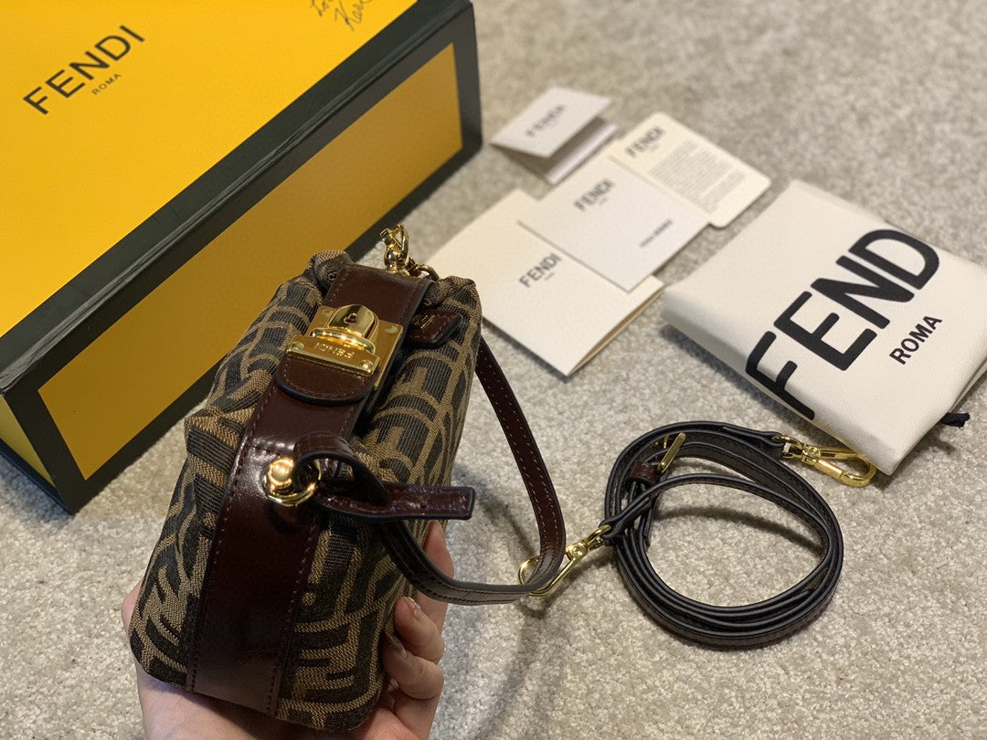 Fendi FF Monogram Canvas Mini Shoulder Bag with Box and Dust Bag