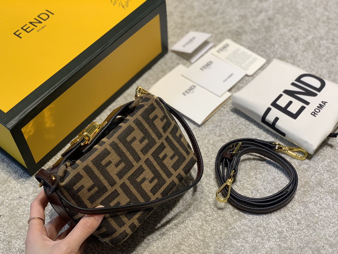 Fendi FF Monogram Canvas Mini Shoulder Bag with Box and Dust Bag