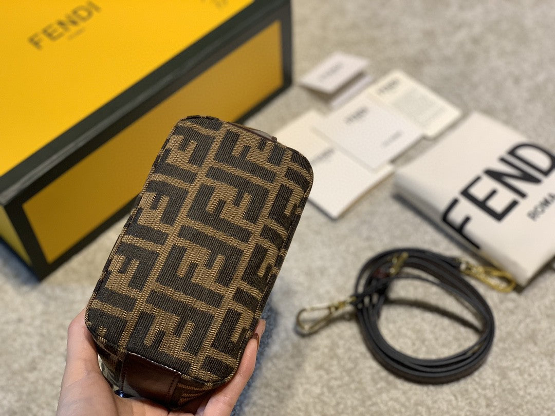 Fendi FF Monogram Canvas Mini Shoulder Bag with Box and Dust Bag