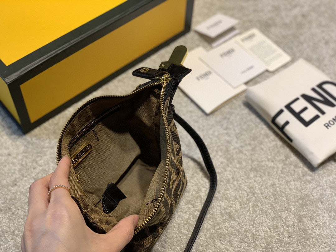 Fendi FF Monogram Canvas Mini Vanity Case Bag - Brown