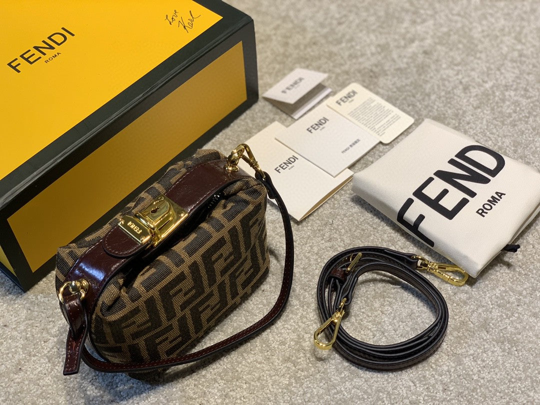 Fendi FF Monogram Canvas Mini Shoulder Bag with Box and Dust Bag