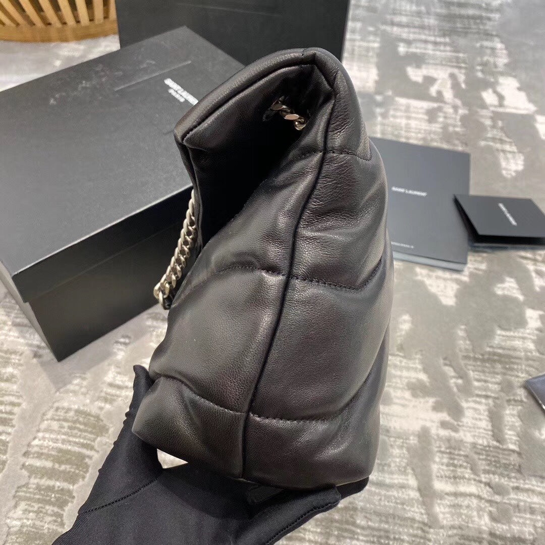 Saint Laurent Puffer Small Loulou Bag in Quilted Lambskin - Black
