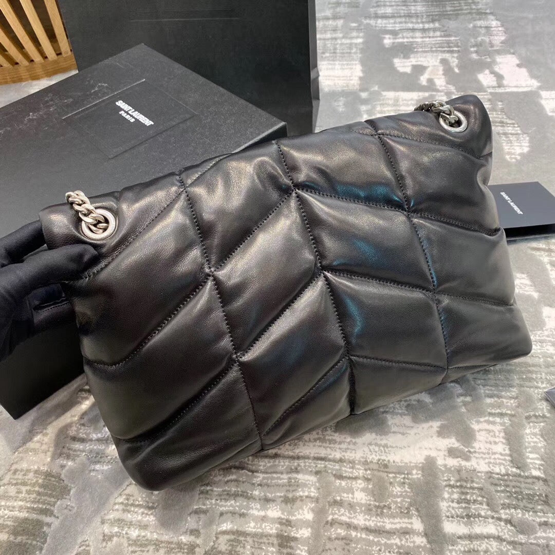 Saint Laurent Puffer Small Loulou Bag in Quilted Lambskin - Black