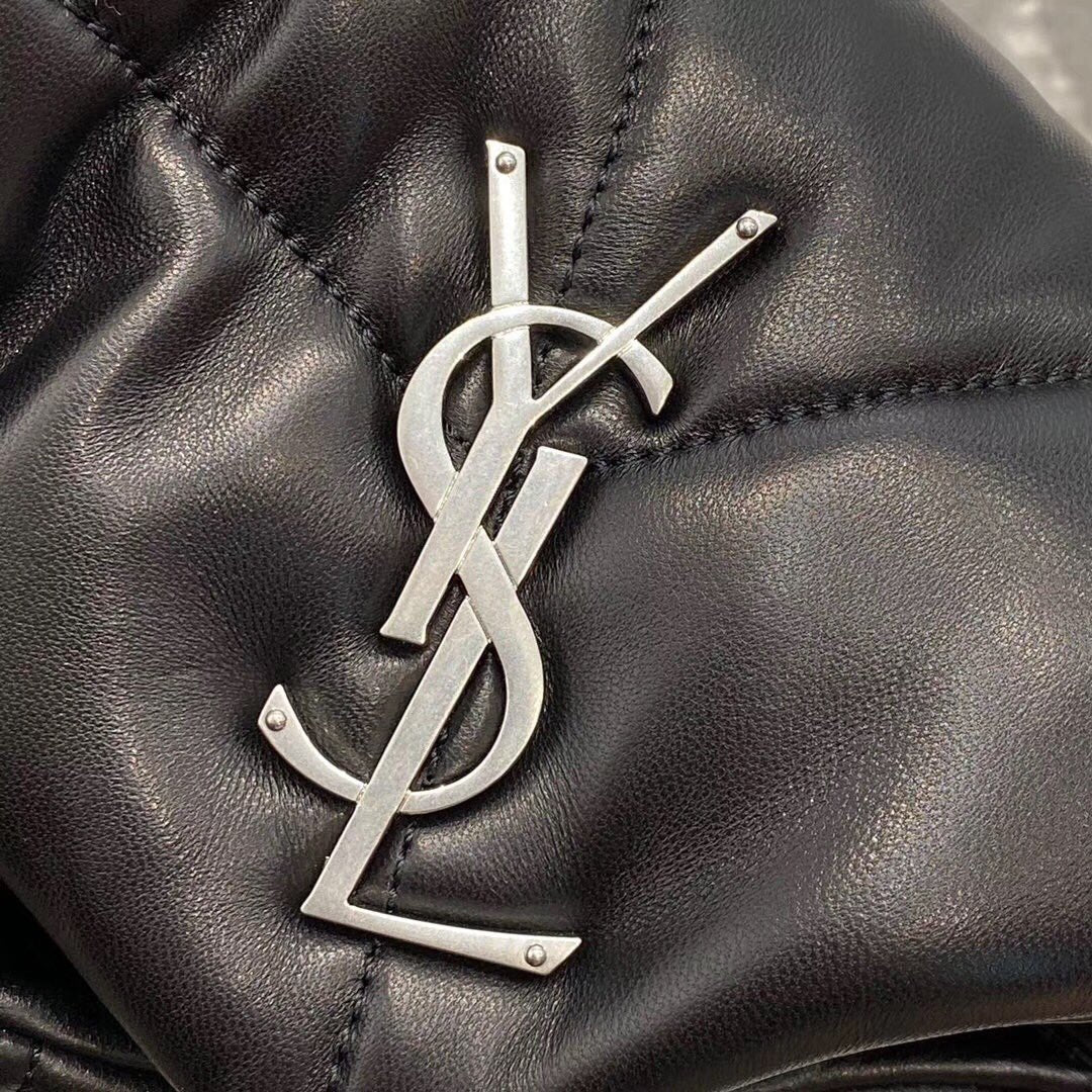 Saint Laurent Loulou Puffer Bag in Quilted Lambskin - Black with Silver Hardware
