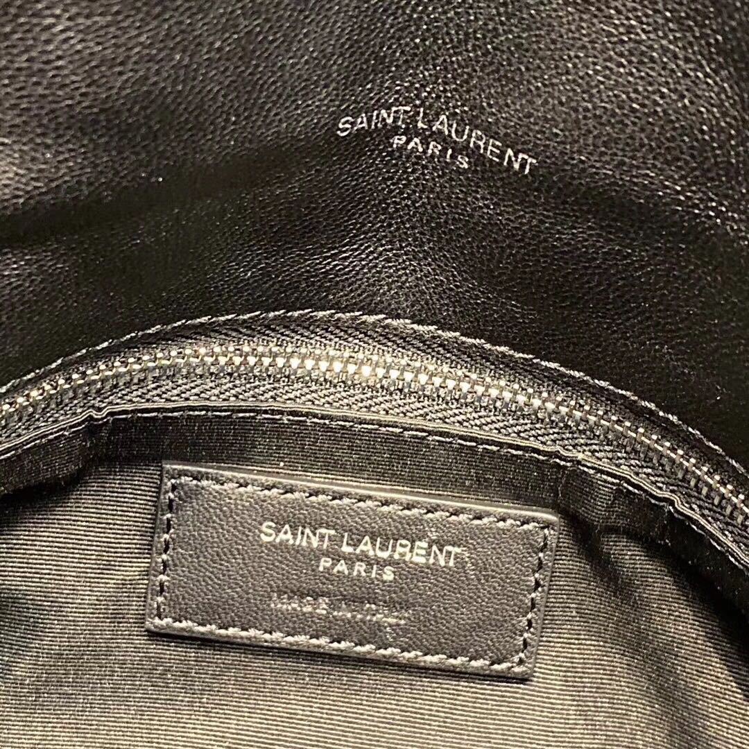 Saint Laurent Loulou Puffer Bag in Quilted Lambskin - Black with Silver Hardware