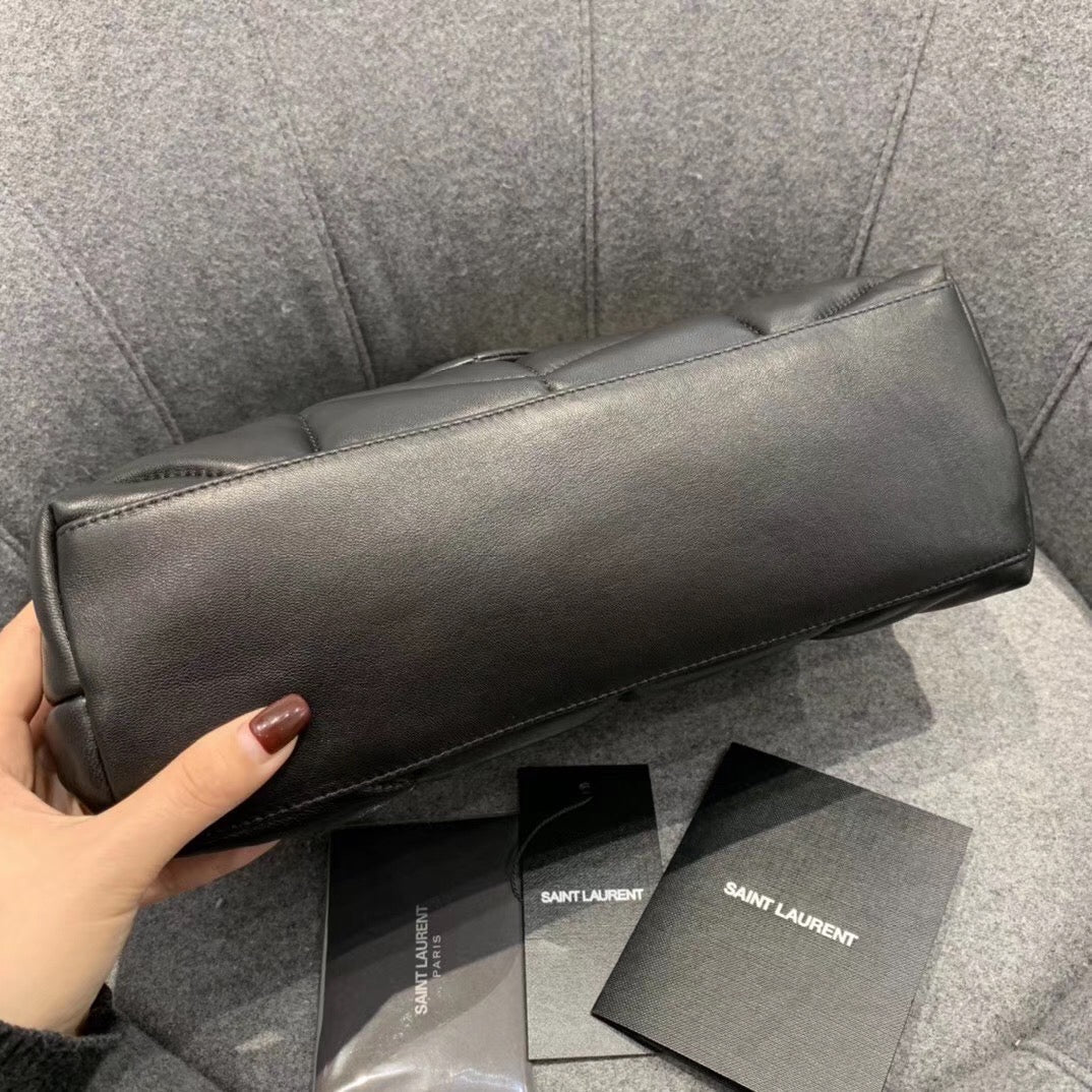 Saint Laurent Loulou Puffer Medium Chain Bag in Quilted Lambskin - Black with Gold Hardware