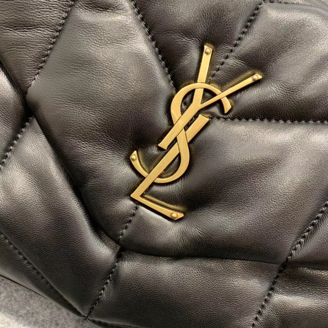 Saint Laurent Loulou Puffer Medium Chain Bag in Quilted Lambskin - Black with Gold Hardware