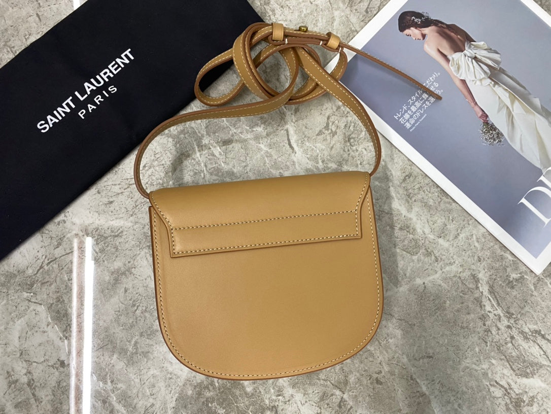 Saint Laurent Kaia Small Smooth Leather Crossbody Bag - Dark Beige