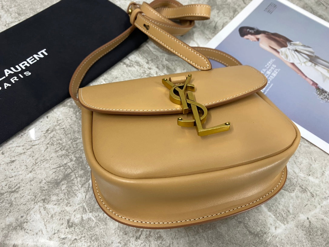Saint Laurent Kaia Small Smooth Leather Crossbody Bag - Dark Beige