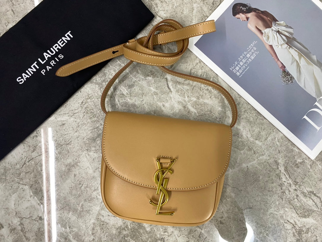 Saint Laurent Kaia Small Smooth Leather Crossbody Bag - Dark Beige