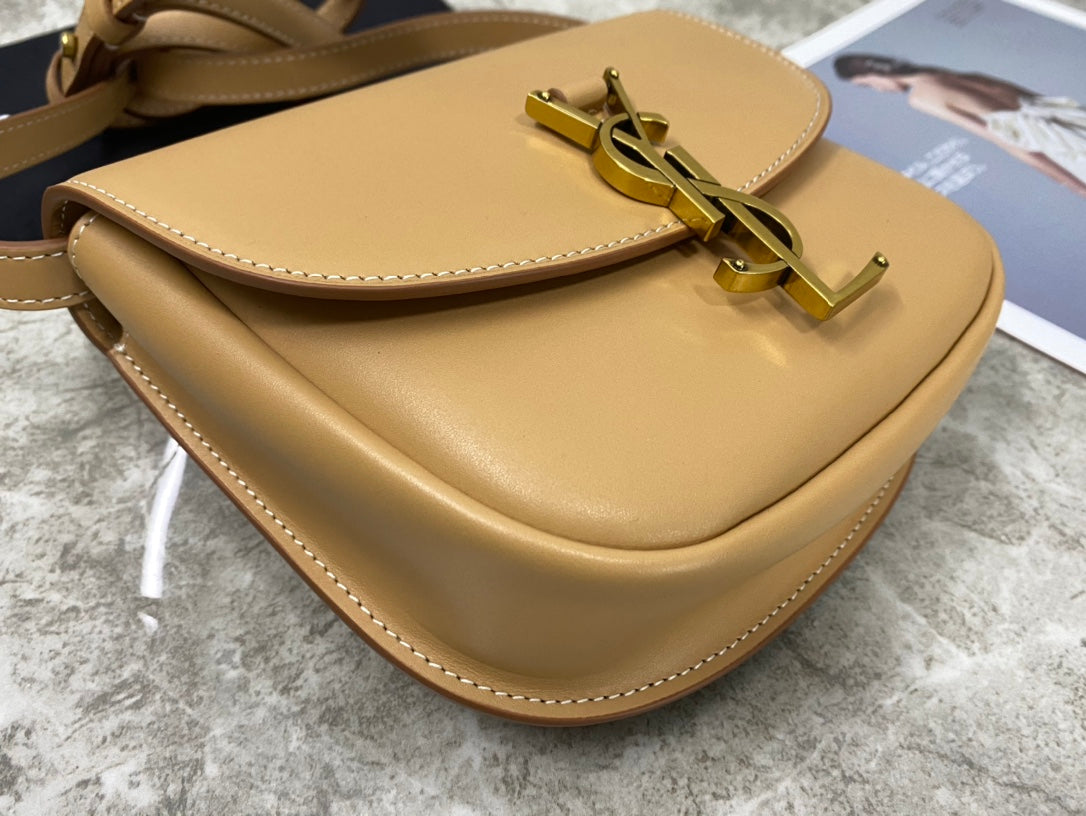 Saint Laurent Kaia Small Smooth Leather Crossbody Bag - Dark Beige