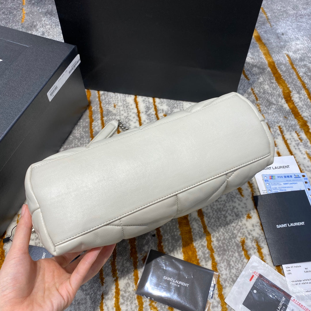 Saint Laurent LouLou Puffer Small Bag in Quilted Lambskin - Cream White