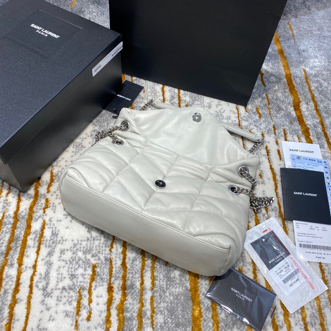 Saint Laurent LouLou Puffer Small Bag in Quilted Lambskin - Cream White