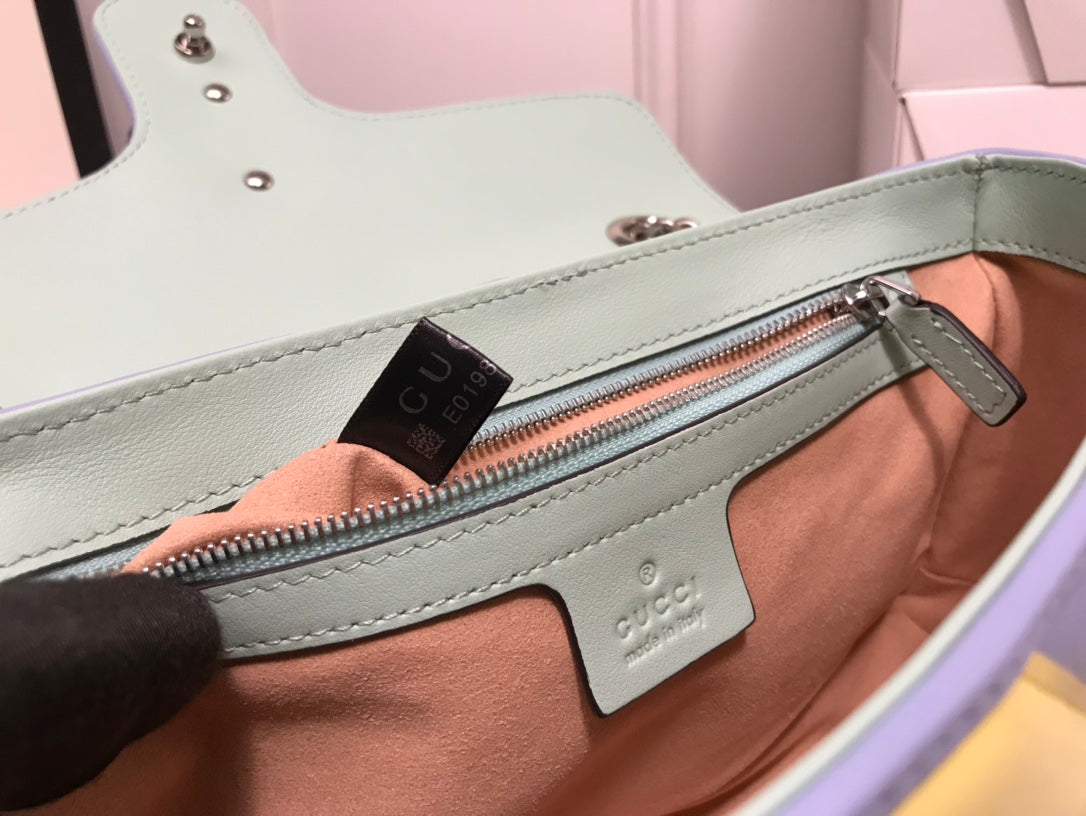 Gucci GG Marmont Small Matelassé Shoulder Bag - Pastel Rainbow Multicolored Leather