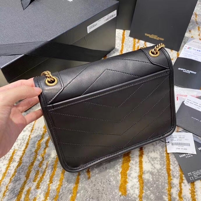 Saint Laurent Niki Baby Chain Bag in Black Quilted Leather