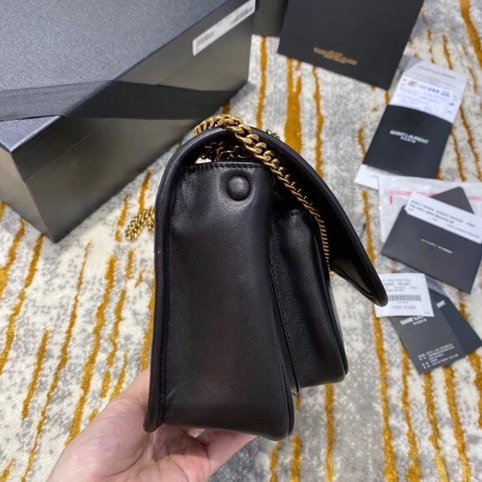 Saint Laurent Niki Baby Chain Bag in Black Quilted Leather